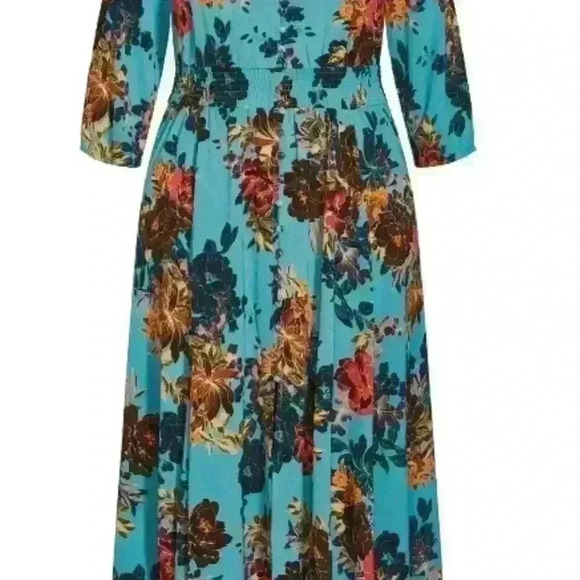CITY CHIC TEAL MULTI MAXI DRESS SIZE XS 14 - Picture 4 of 7